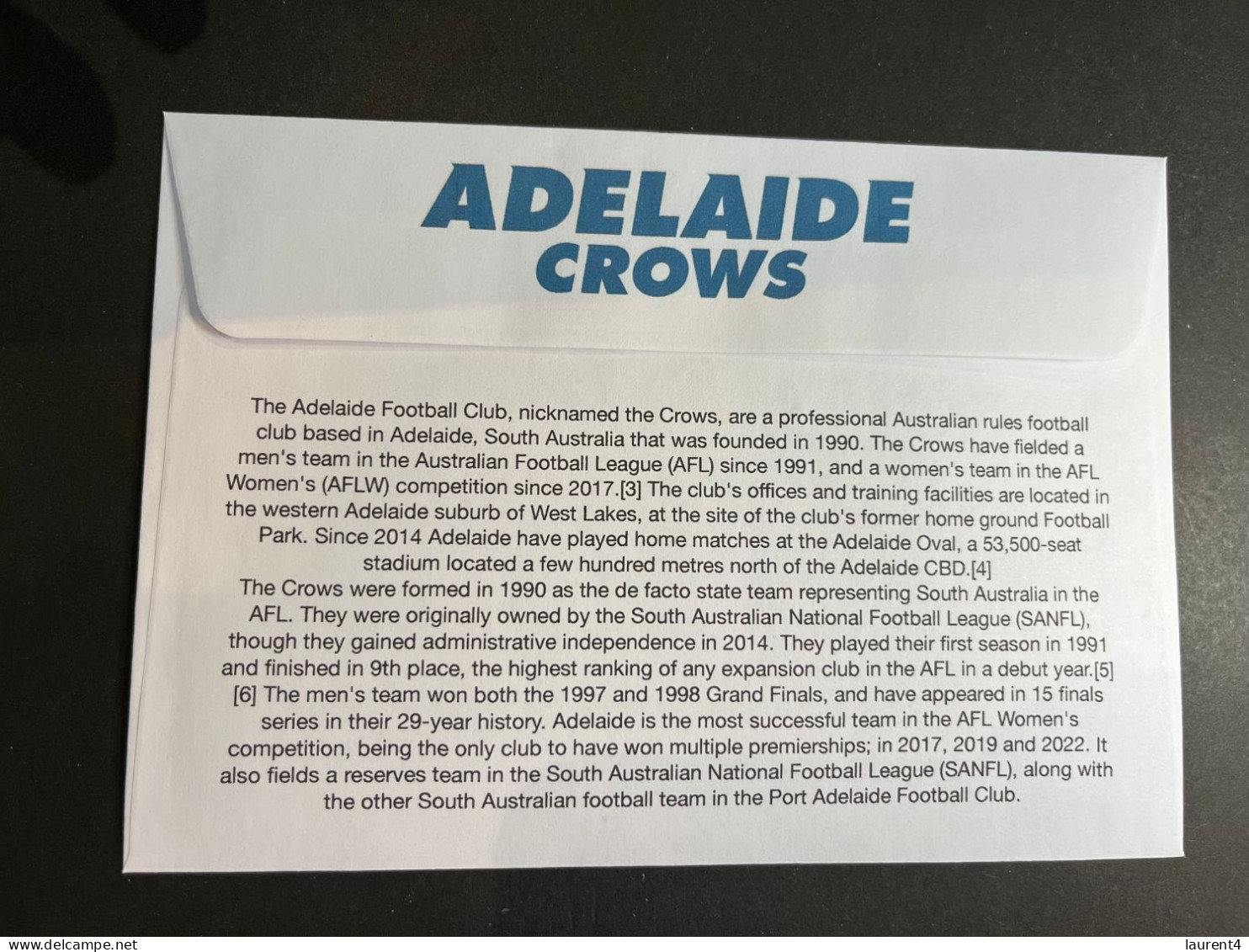 (3 Q 29) Australia AFL Team (2023) Commemorative Cover (for Sale From 27 March 2023) Adelaide Crows - Covers & Documents
