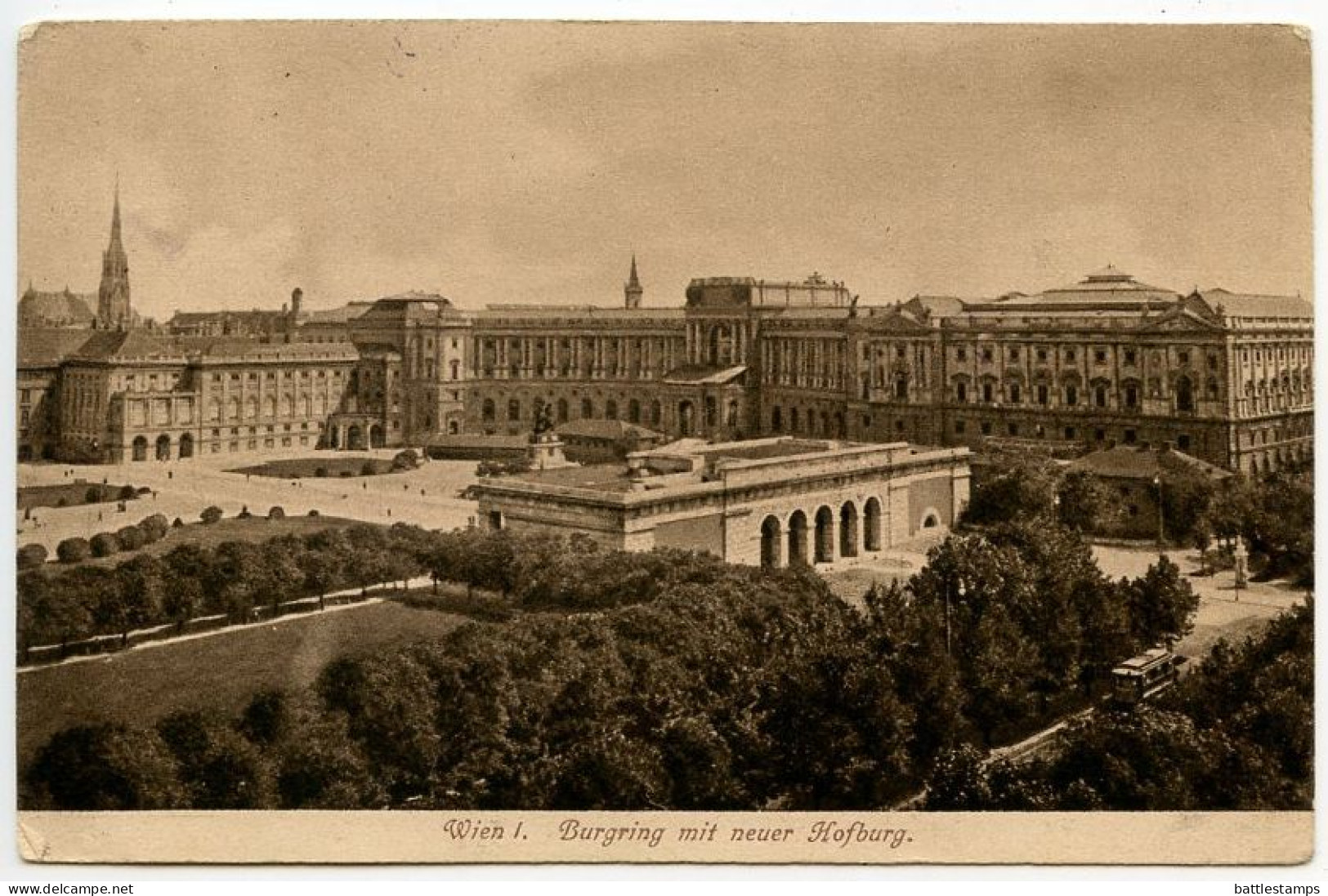 Austria 1920 Postcard - Wien / Vienna, Burgring Mit Neuer Hofburg; Scott 238 - 80h. Coat Of Arms - Ringstrasse