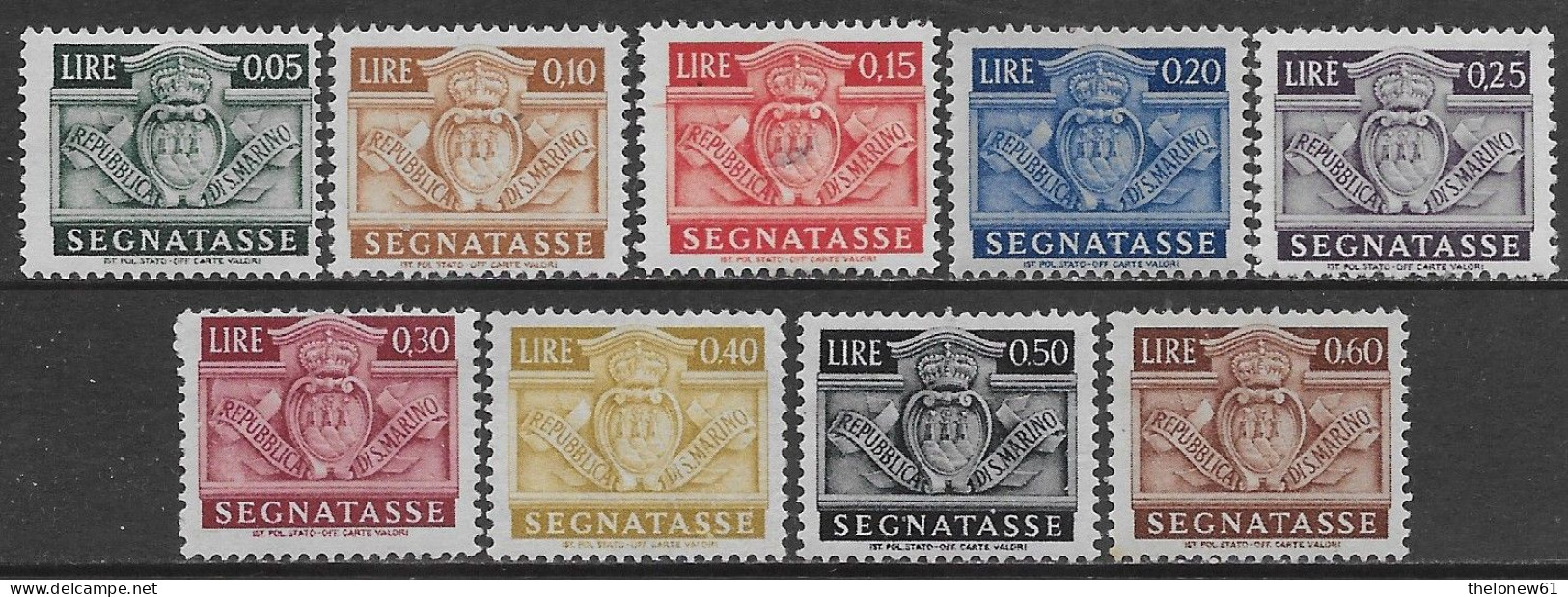 San Marino 1945 Segnatasse Stemma 9val Sa N.S65-S73 Nuovi MH * - Timbres-taxe