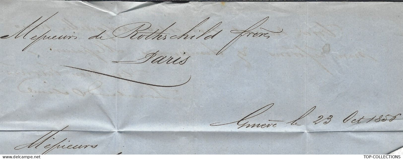 1856 JUDAICA RARE LETTRE Sign. Lombard Odier Banque à Genève   Pour De Rothschild Frères Paris V.HISTORIQUE - Suisse