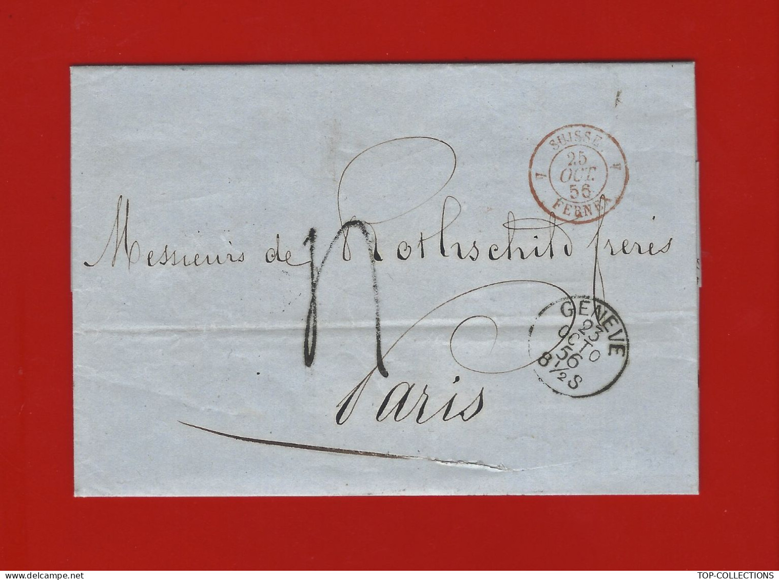 1856 JUDAICA RARE LETTRE sign. Lombard Odier Banque à Genève   pour De Rothschild frères Paris V.HISTORIQUE