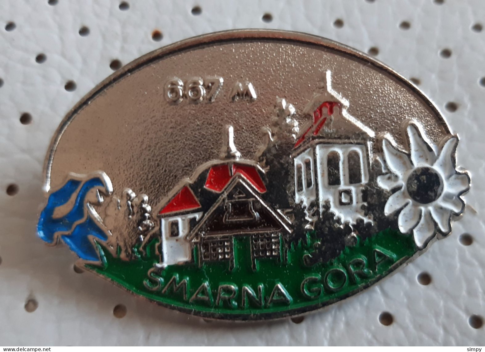 Smarna Gora 667m , Ljubljana Mountaineering, Edelweiss Slovenia Pin Badge 35x25mm - Alpinismus, Bergsteigen