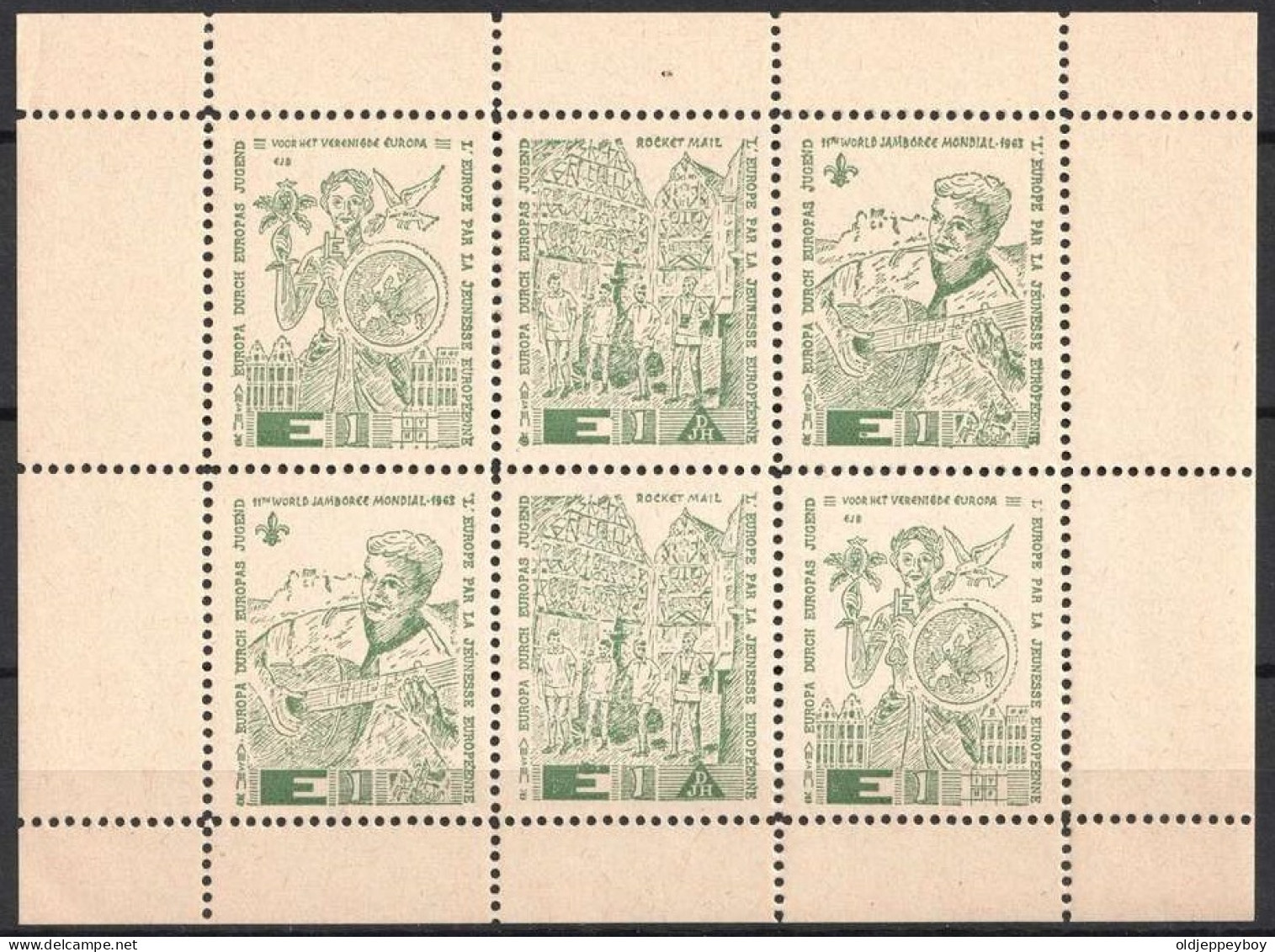 BLOCK Raketenpost Cinderellas Reklamemarke Rocket Mail EUROPAS JUGEND WORLD JAMBOREE MONDIAL 1963 SCOUTS SCOUTING  - Unused Stamps