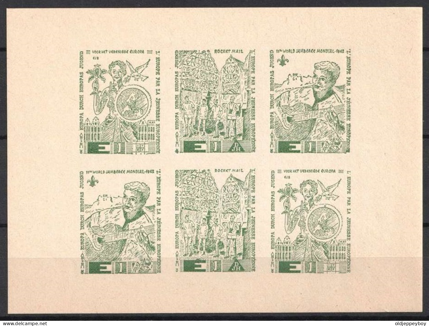 MNH** 1963 IMPERFORATED BLOCK Raketenpost Cinderellas Reklamemarke Rocket Mail JUGEND WORLD JAMBOREE MONDIAL SCOUTS - Unused Stamps