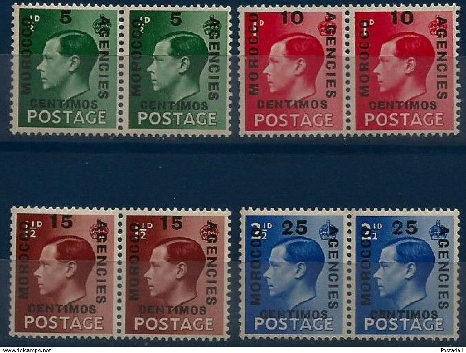 British Agencies In Morocco - 1936  -  Spanish Currency - King Edward VIII - Complete Set - Pair  -  MNH - Levante Britannico