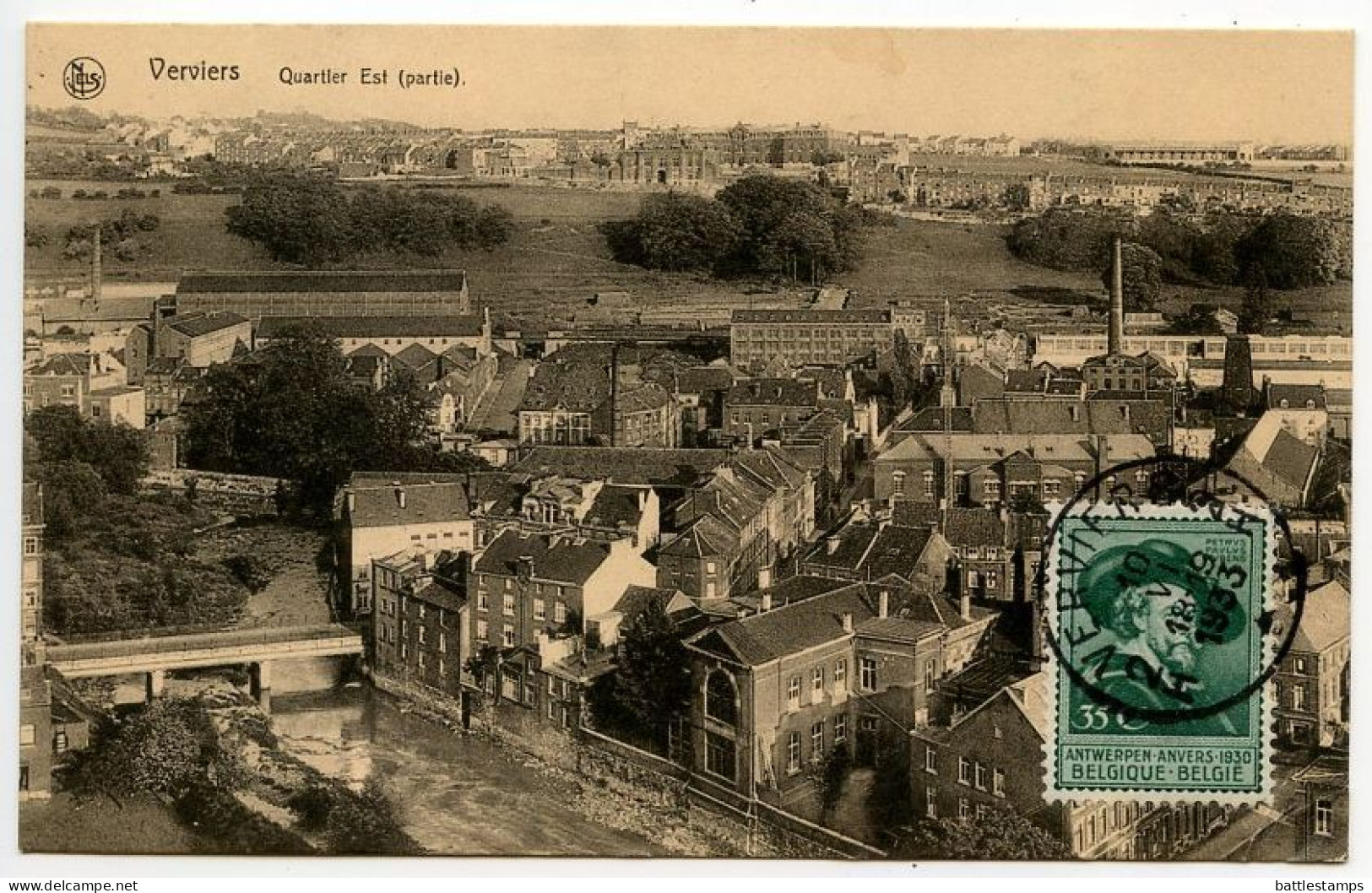 Belgium 1933 Postcard - Verviers, Quartier Est; 35c. Peter Paul Rubens - Verviers