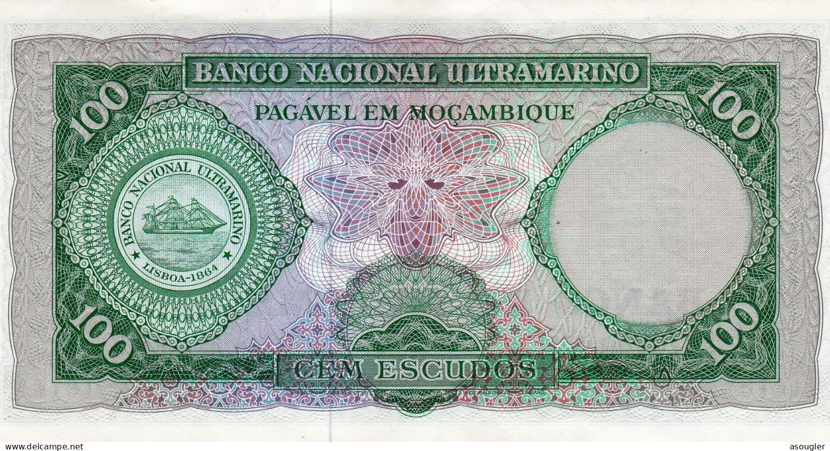 Mozambique 100 Escudos ND (1976 - Old Date 27.3.1961) UNC P-117a "free Shipping Via Regular Air Mail (buyer Risk)" - Mozambique