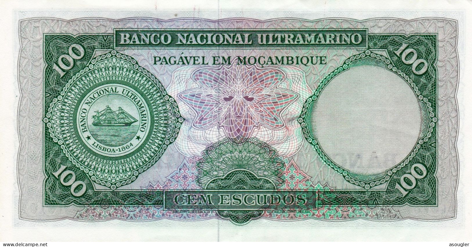 Mozambique 100 Escudos ND (1976 - Old Date 27.3.1961) UNC P-117a "free Shipping Via Regular Air Mail (buyer Risk)" - Mozambique