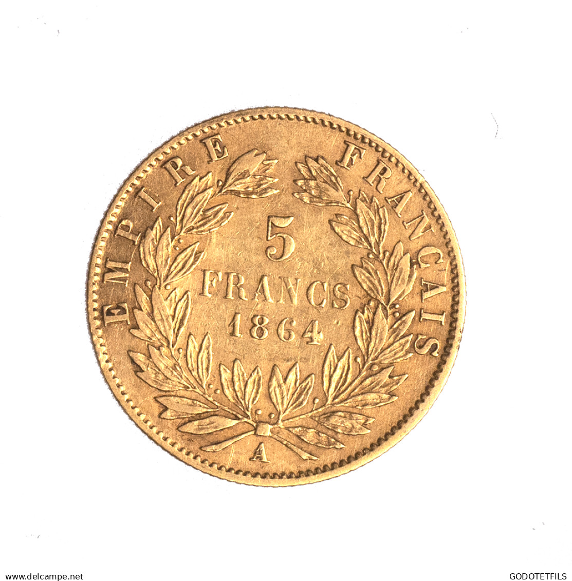 Second-Empire-5 Francs Or Napoléon III Tête Laurée 1864 Paris - 5 Francs (gold)