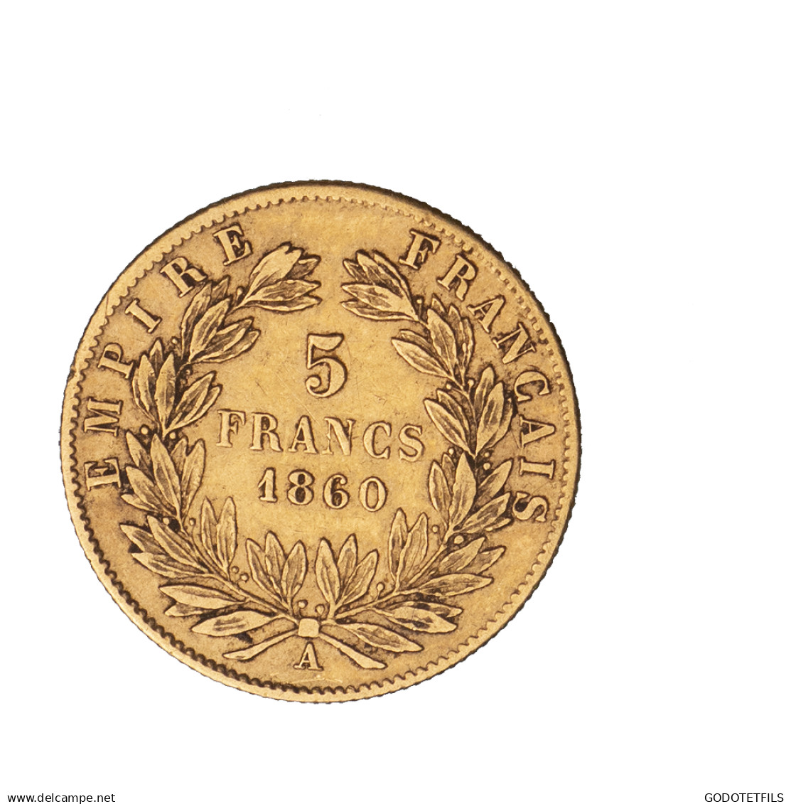 Second-Empire-5 Francs Or Napoléon III Tête Laurée 1860 Paris - 5 Francs (or)