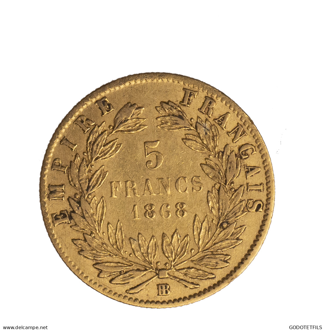 Second-Empire-5 Francs Or Napoléon III Tête Laurée 1868 Strasbourg - 5 Francs (or)