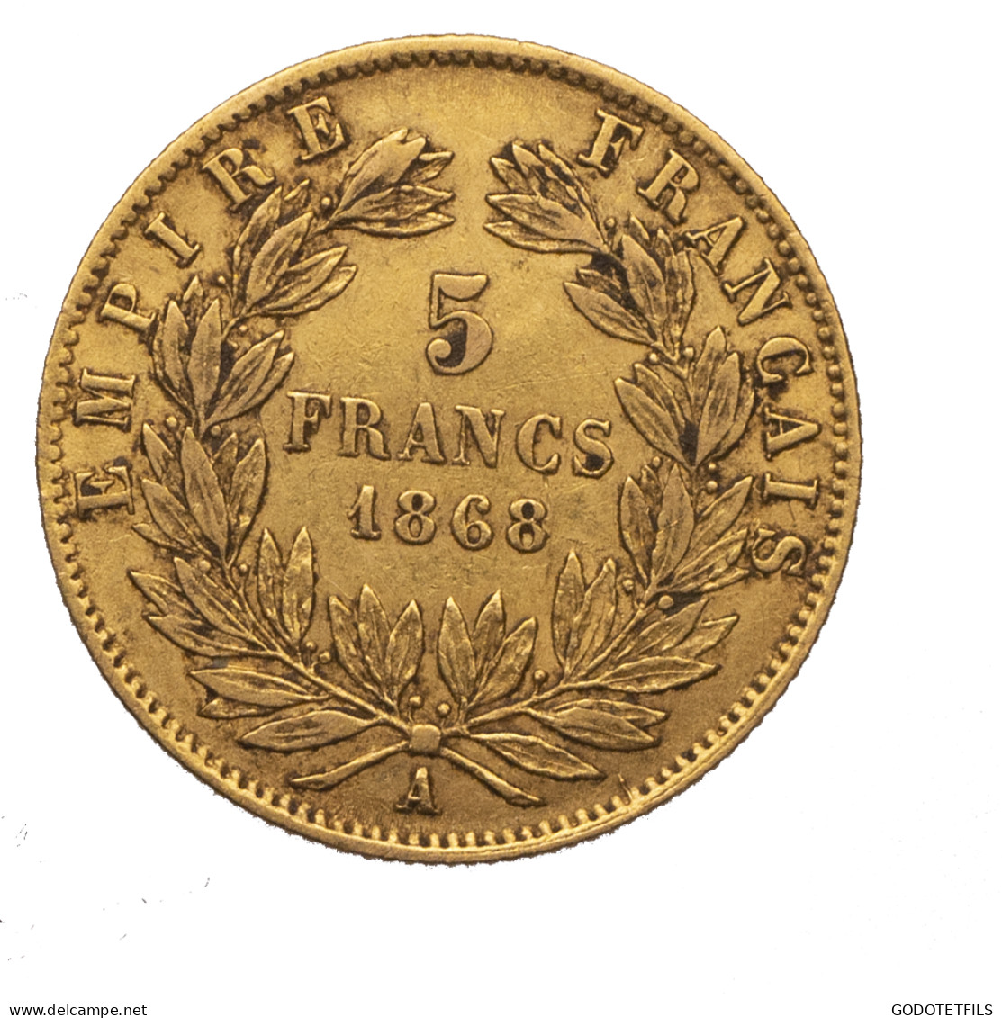 Second-Empire-5 Francs Or Napoléon III Tête Laurée 1868 Paris - 5 Francs (goud)