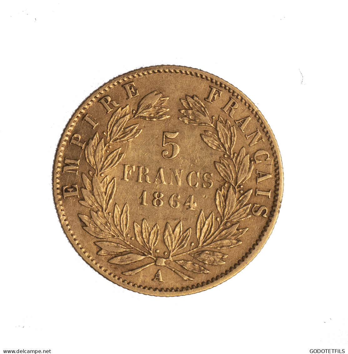 Second-Empire-5 Francs Or Napoléon III Tête Laurée 1864 Paris - 5 Francs (goud)