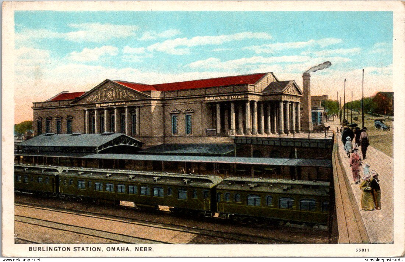 Nebraska Omaha Burlington Station Trains Curteich - Omaha