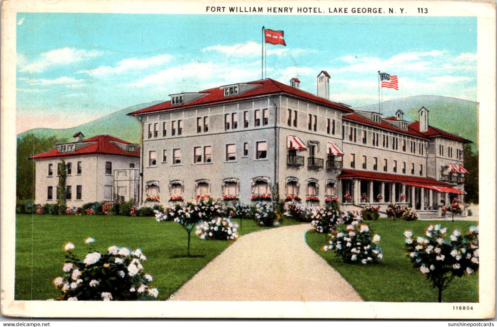 New York Lake George The William Henry Hotel 1935 Curteich - Lake George