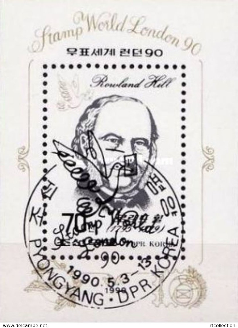 Korea 1990 Philatelic Exhibitions World Stamp London Famous People Sir Rowland Hill Black Penny Pigeon CTO SG MS N2957 - Rowland Hill