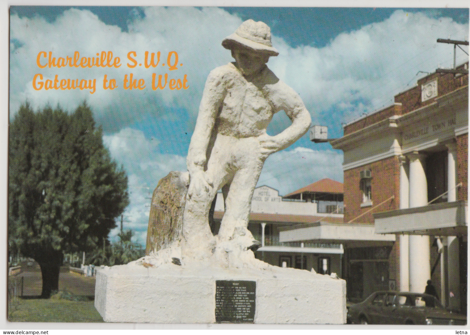 Australia QUEENSLAND QLD "Weary" Statue CHARLEVILLE Murray Views W21A Postcard C1980s - Other & Unclassified