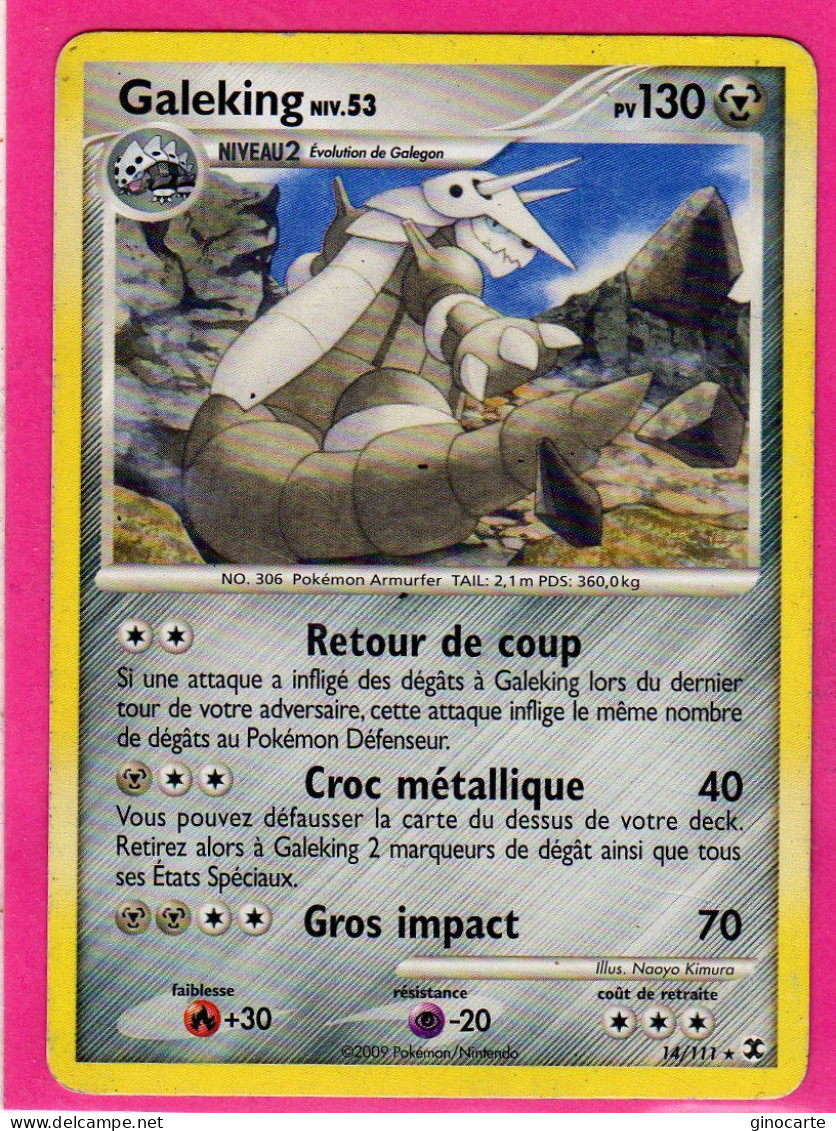 Carte Pokemon Francaise 2009 Platine Rivaux Emergeants 14/111 Galeking 130pv Usagée - Platine