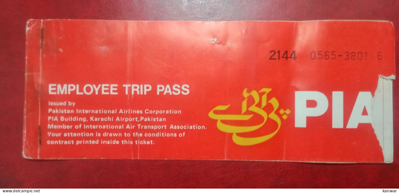 PIA PAKISTAN INTERNATIONAL AIRLINES EMPLOYEE TRIP PASS - Tickets