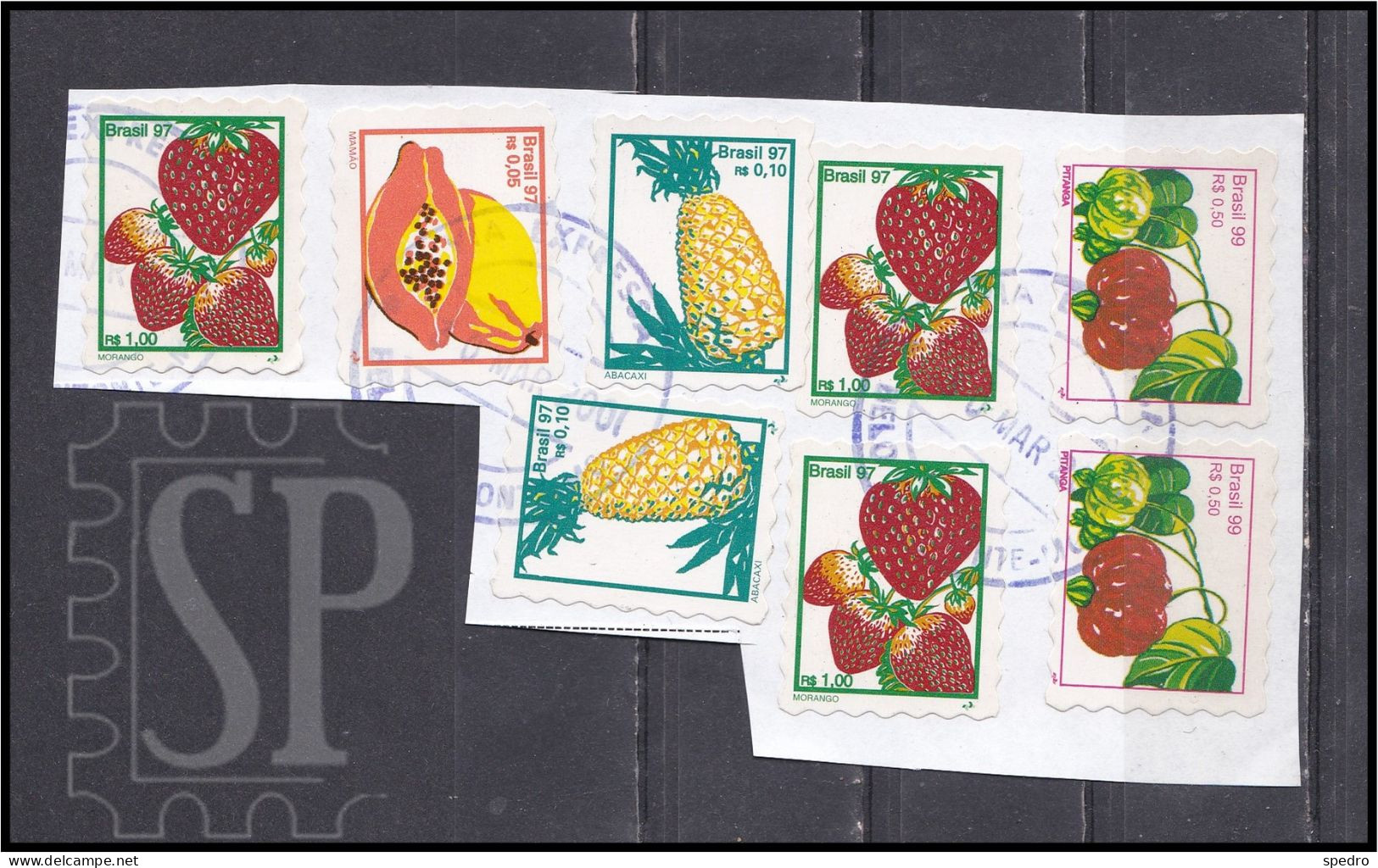 Brasil 1997 Frutas Plantas Flora Fruit Fruits Papaya Caju Strawberry Pineapple Pitanga - Used Stamps