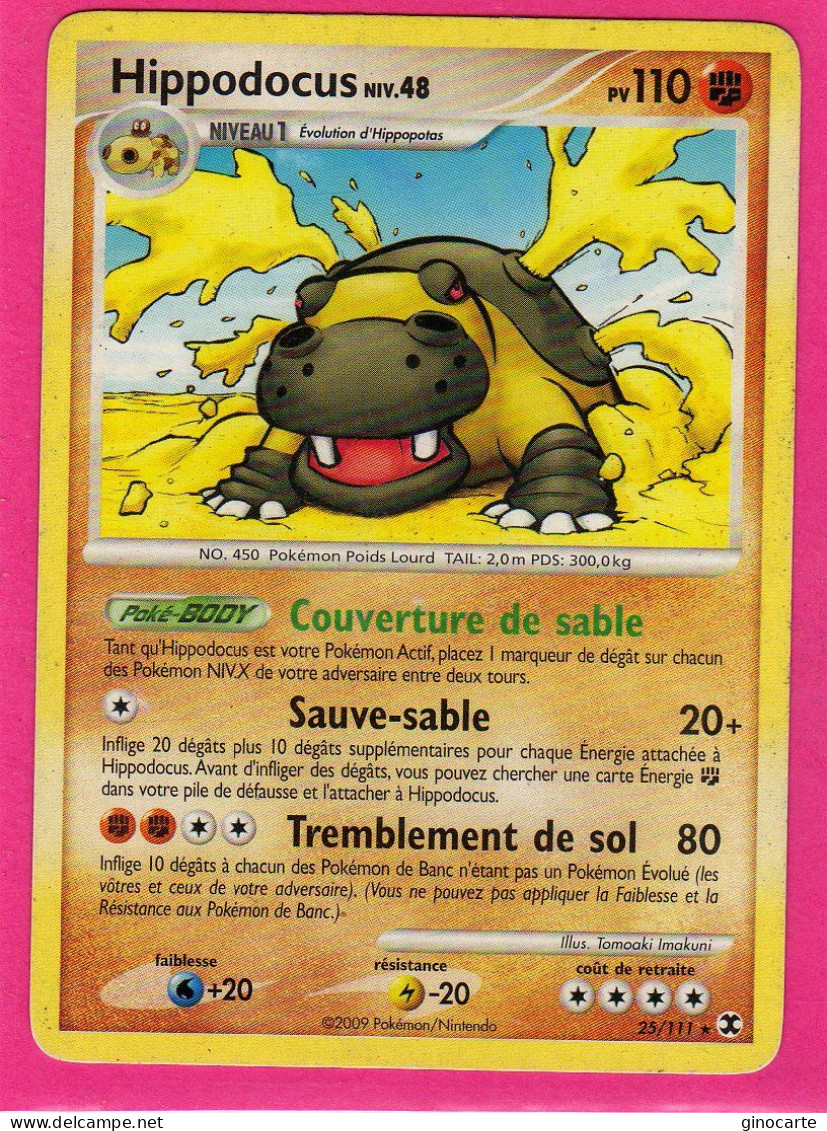 Carte Pokemon Francaise 2009 Platine Rivaux Emergeants 25/111 Hippodocus 110pv Occasion - Platinum