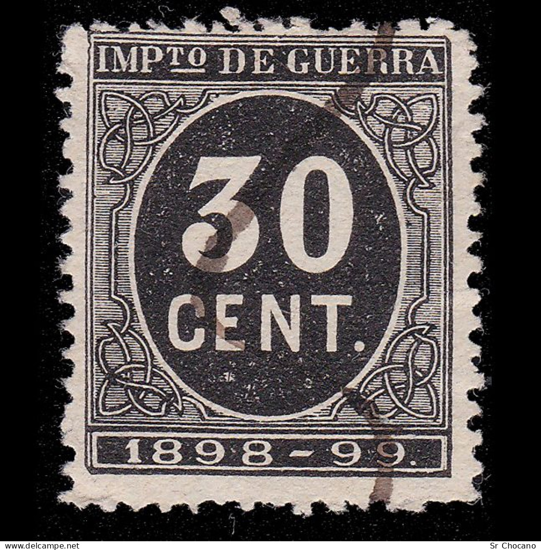 Alfonso XIII.1898.CIFRA.30c.Cancelación Manual.Alemany 25 - Usados