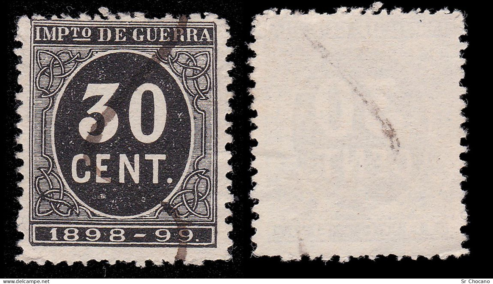 Alfonso XIII.1898.CIFRA.30c.Cancelación Manual.Alemany 25 - Usados