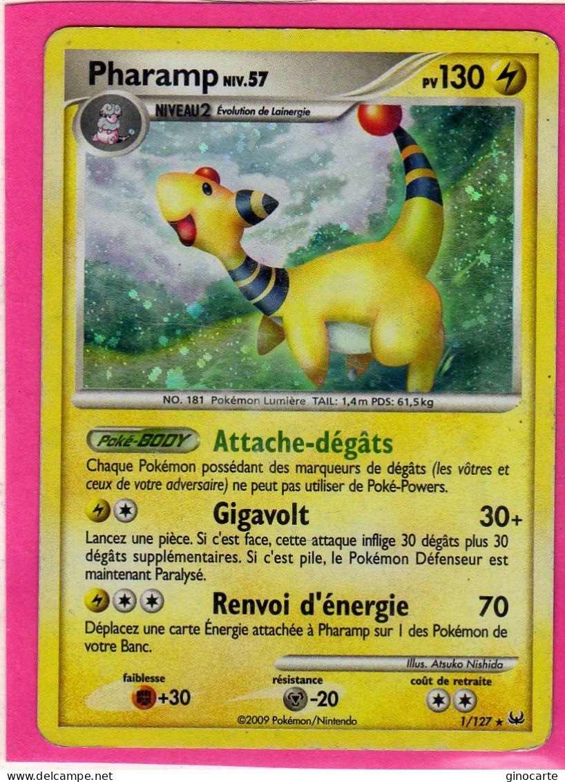 Carte Pokemon Francaise 2009 Platine 1/127 Pharamp 130pv Holo Occasion - Platinum