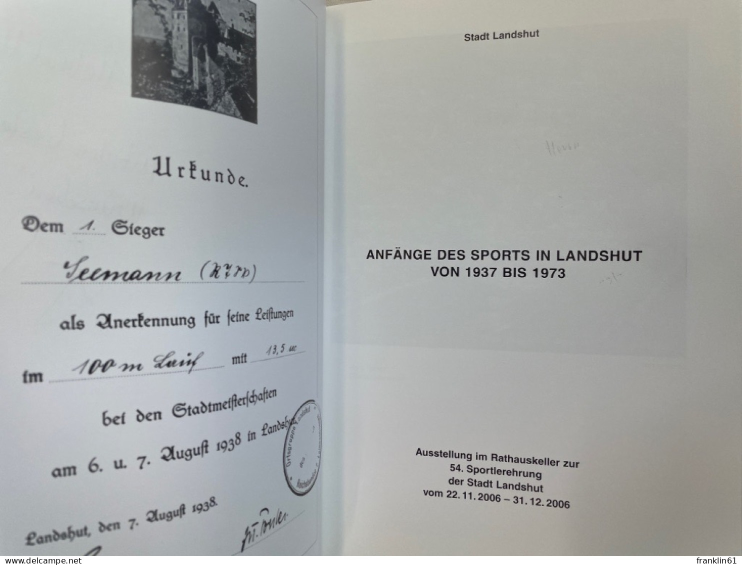 Anfänge Des Sports In Landshut Von 1937 Bis 1973 : Ausstellung Im Rathauskellrt Zur 54.Sportlerehrung Der Stad - 4. Neuzeit (1789-1914)