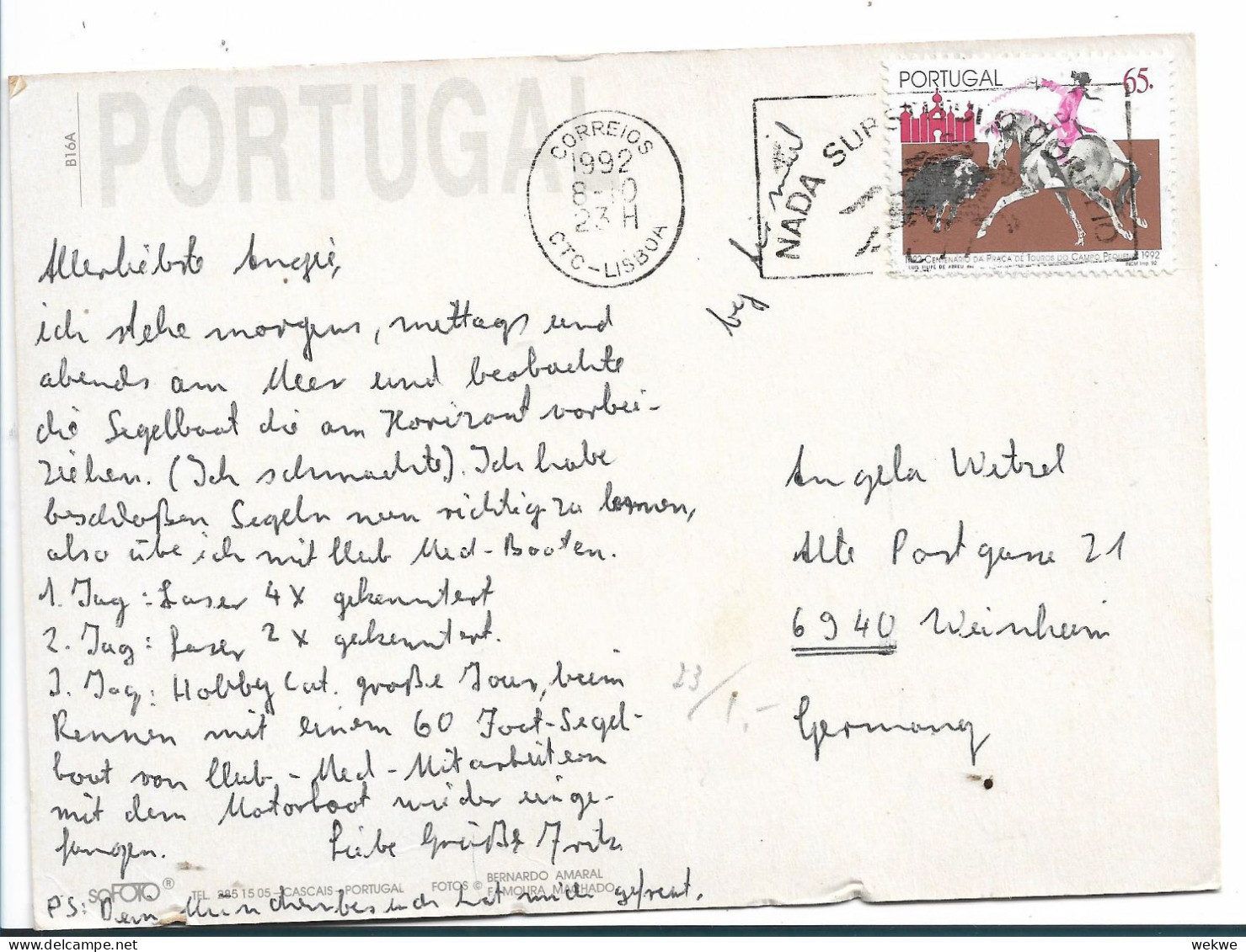PORTUGAL 194 / Stierkampf 1992 - Lettres & Documents