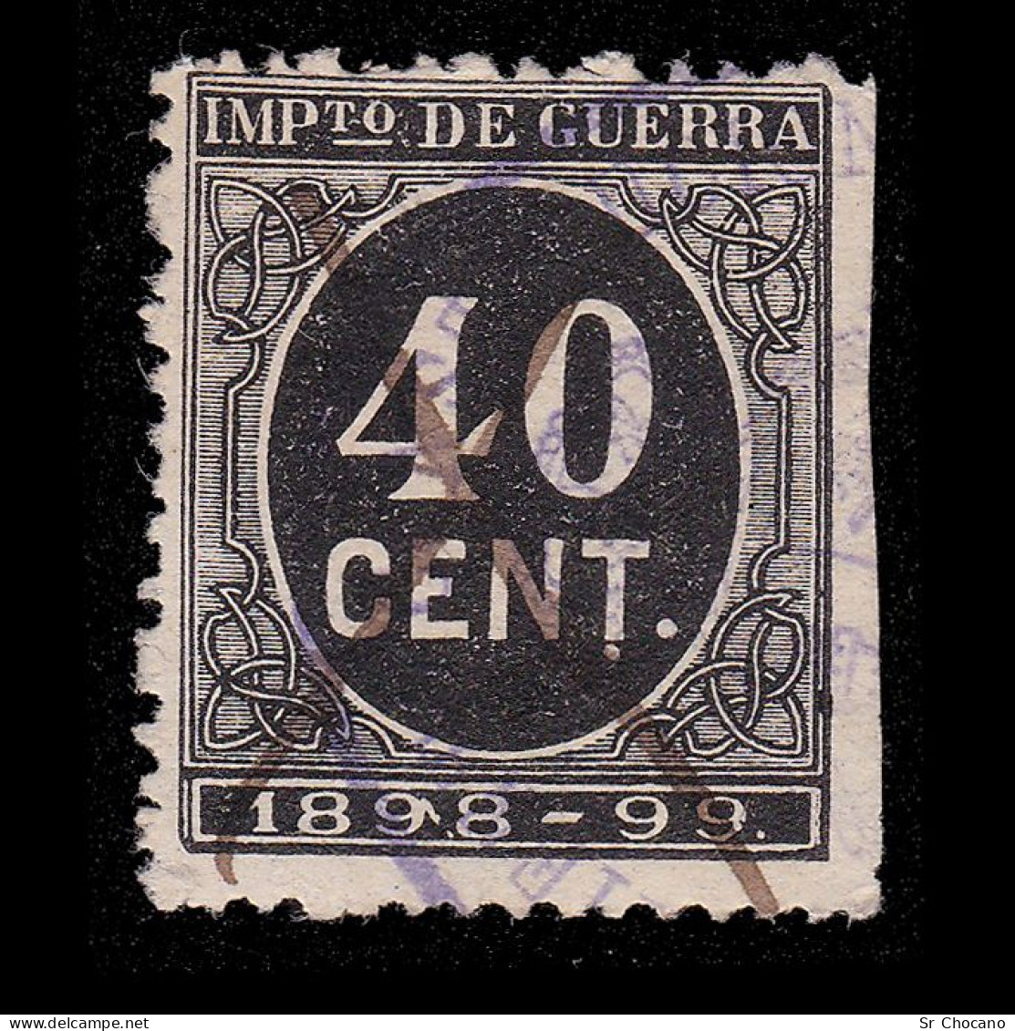 Alfonso XIII.1898.CIFRA.40c.Cancelación Manual.Alemany 26 - Usados