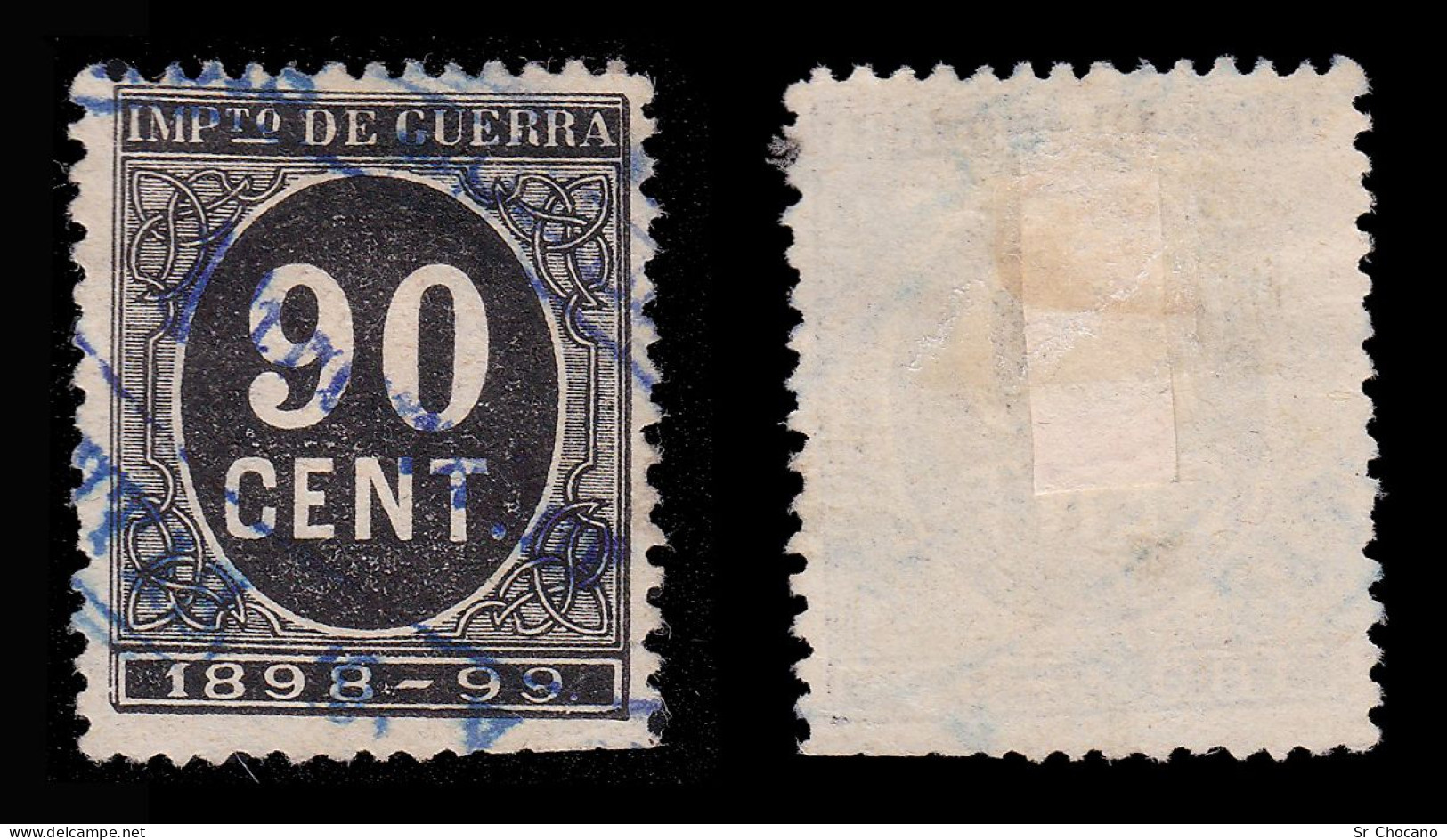 Alfonso XIII.1898.CIFRA.90c.Uso Fiscal.Alemany 30 - Usados