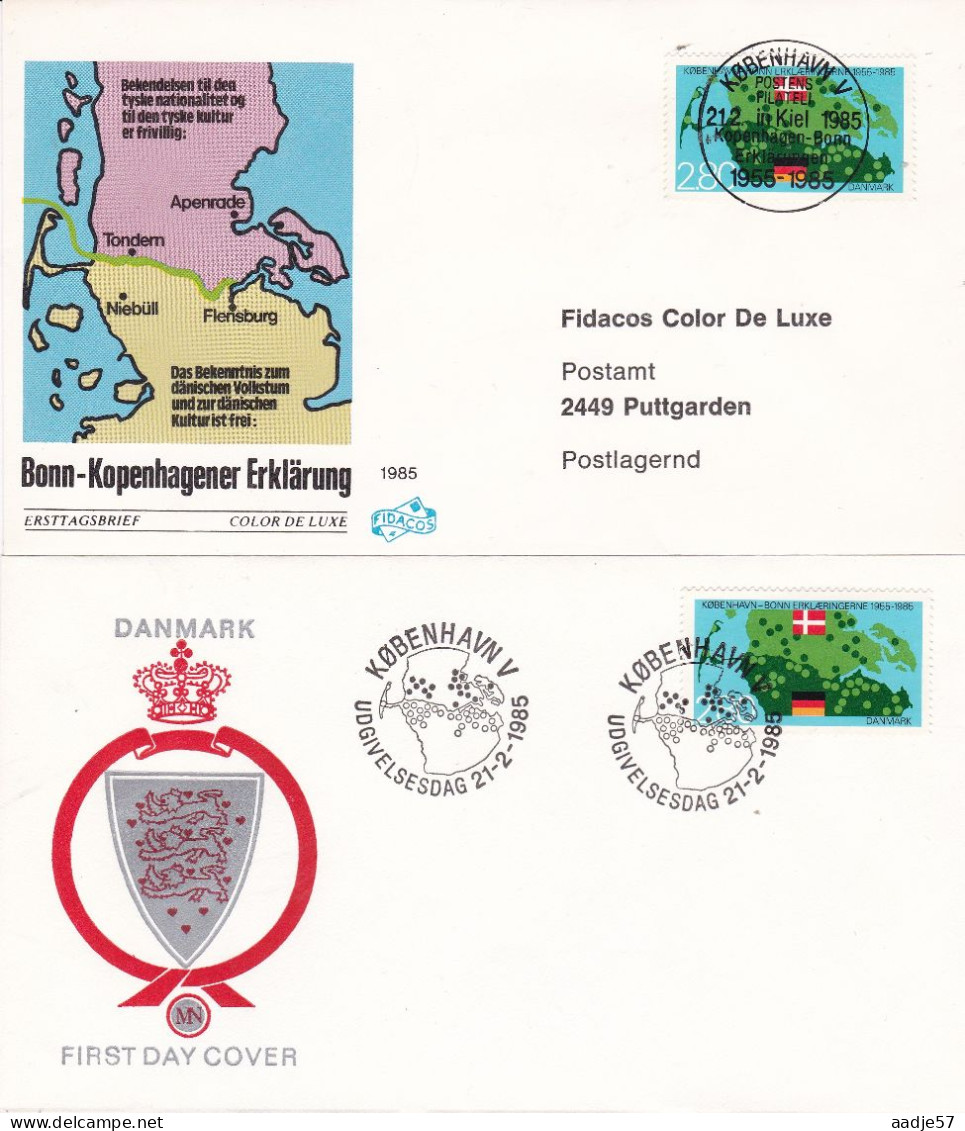 Denmark 2 X FDC 1985 Bonn-Kopenhagener Erklärung - Lettres & Documents