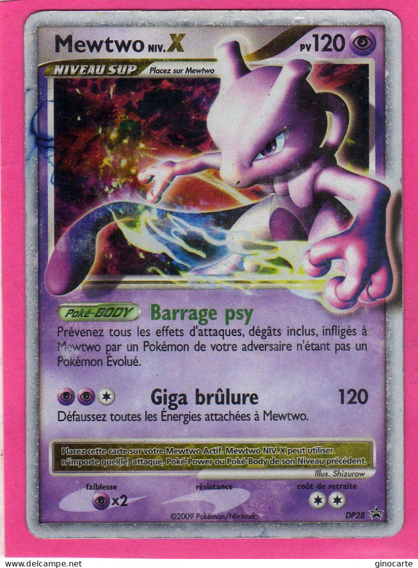 Carte Pokemon Francaise 2009 Promo DP28 Mewtwo 120pv Holo Occasion - Promos