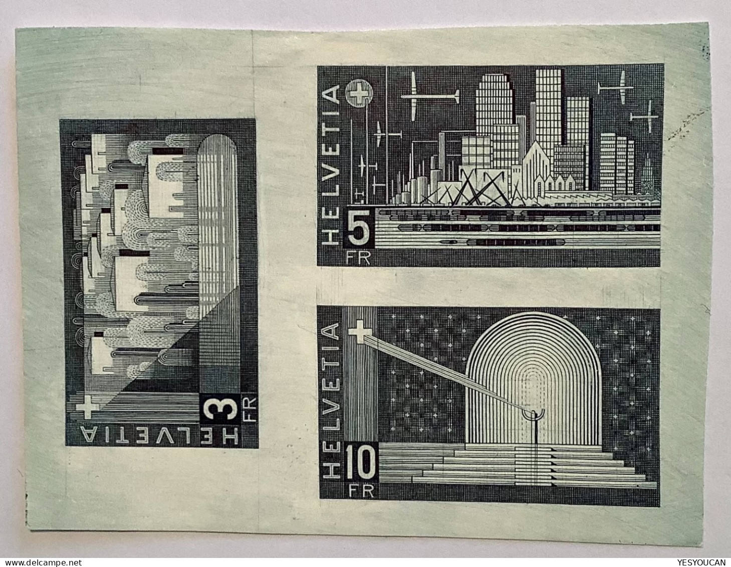 1961 Bickel Essay 3+5+10 Fr INDUSTRIEANLAGEN & ARCHITEKTUR  (Schweiz Suisse Essai Probedruck Industry Architecture - Nuevos