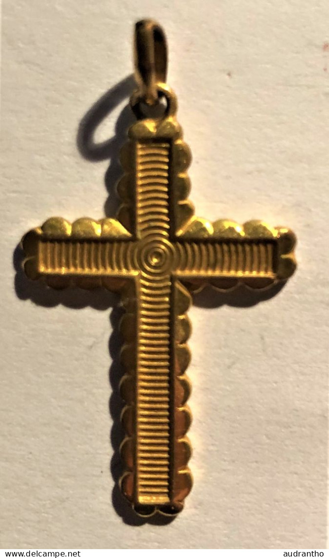 Ancien Pendentif - Religieux Croix Plaqué Or - Pendants