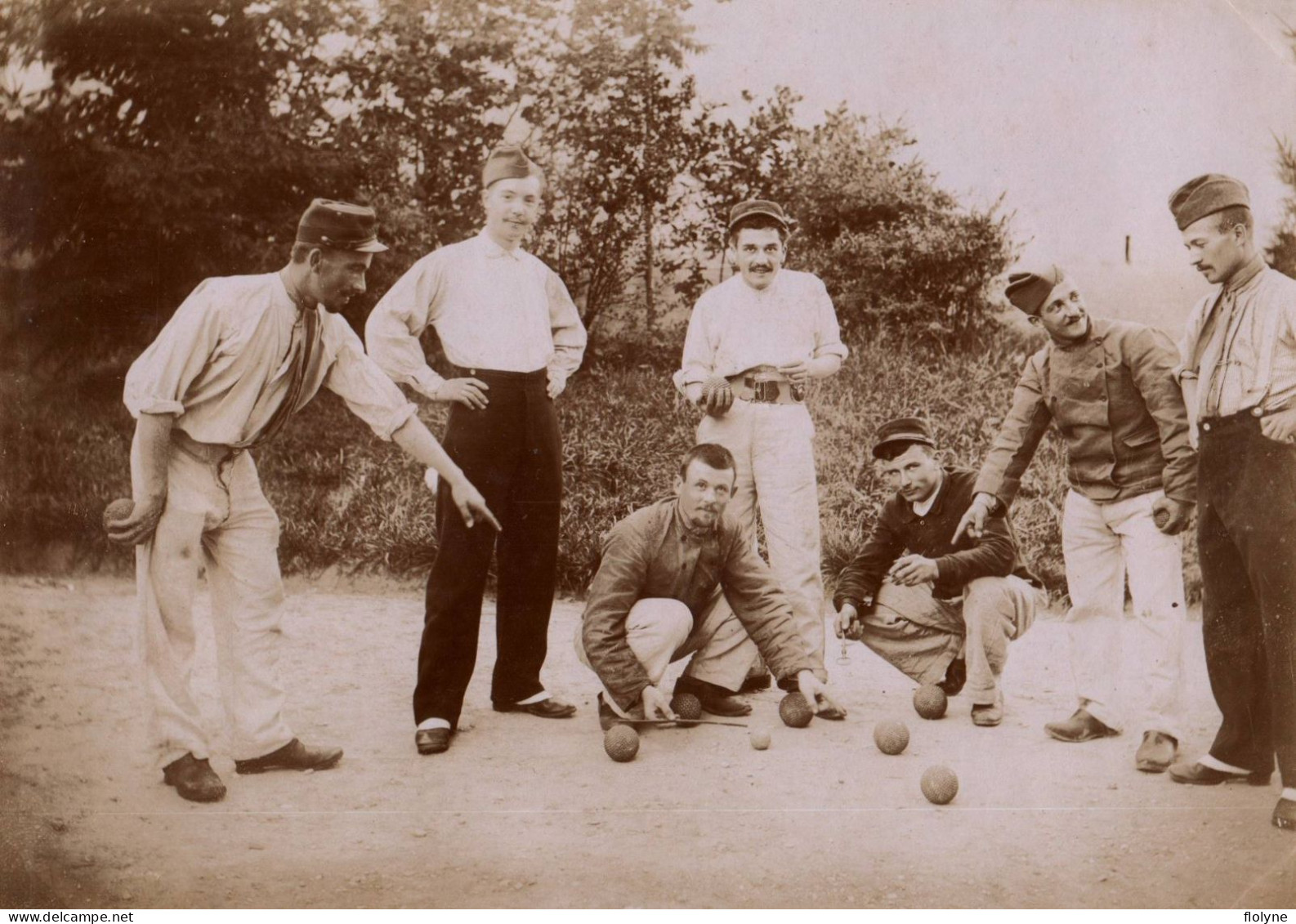 Belley - Photo Ancienne Albuminée Circa 1901 - Militaires 133ème Régiment D’infanterie , Partie De Boule , Pétanque - Belley