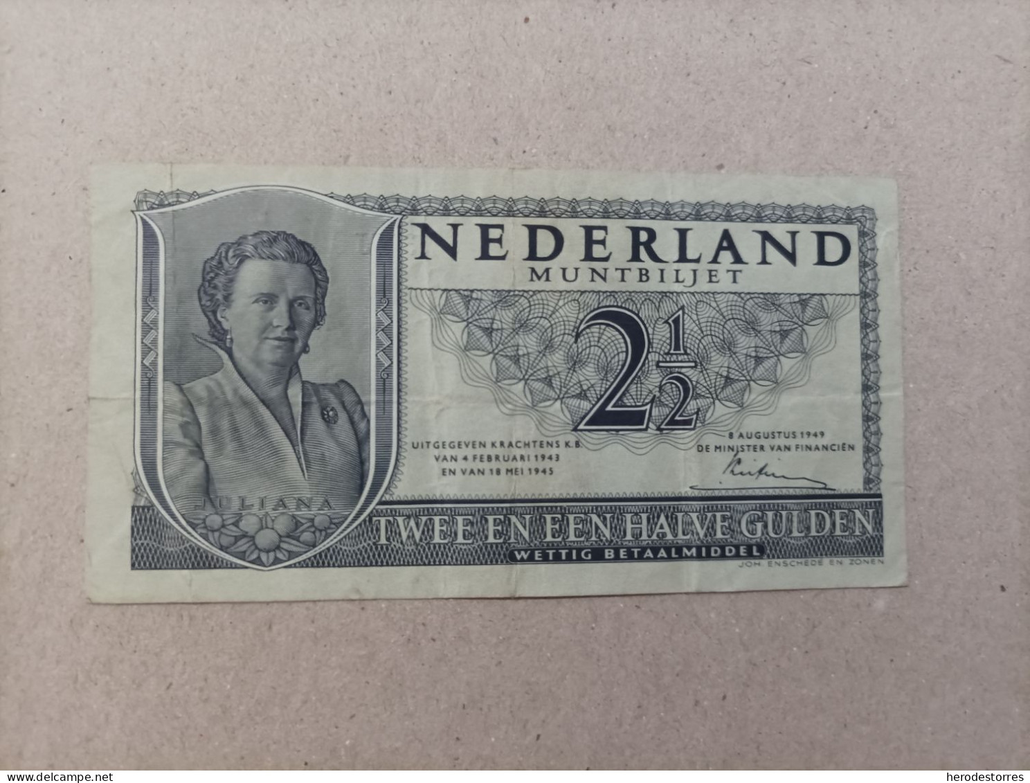 Billete De Holanda De 2 Gulden, Año 1949 - Zu Identifizieren