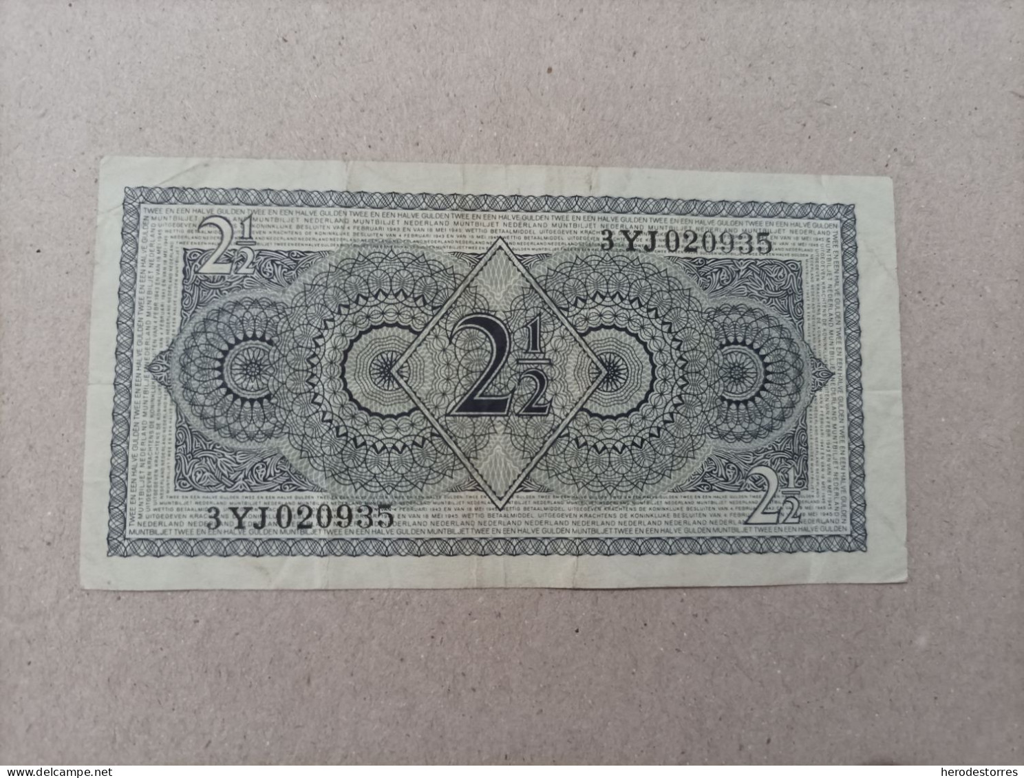 Billete De Holanda De 2 Gulden, Año 1949 - Te Identificeren