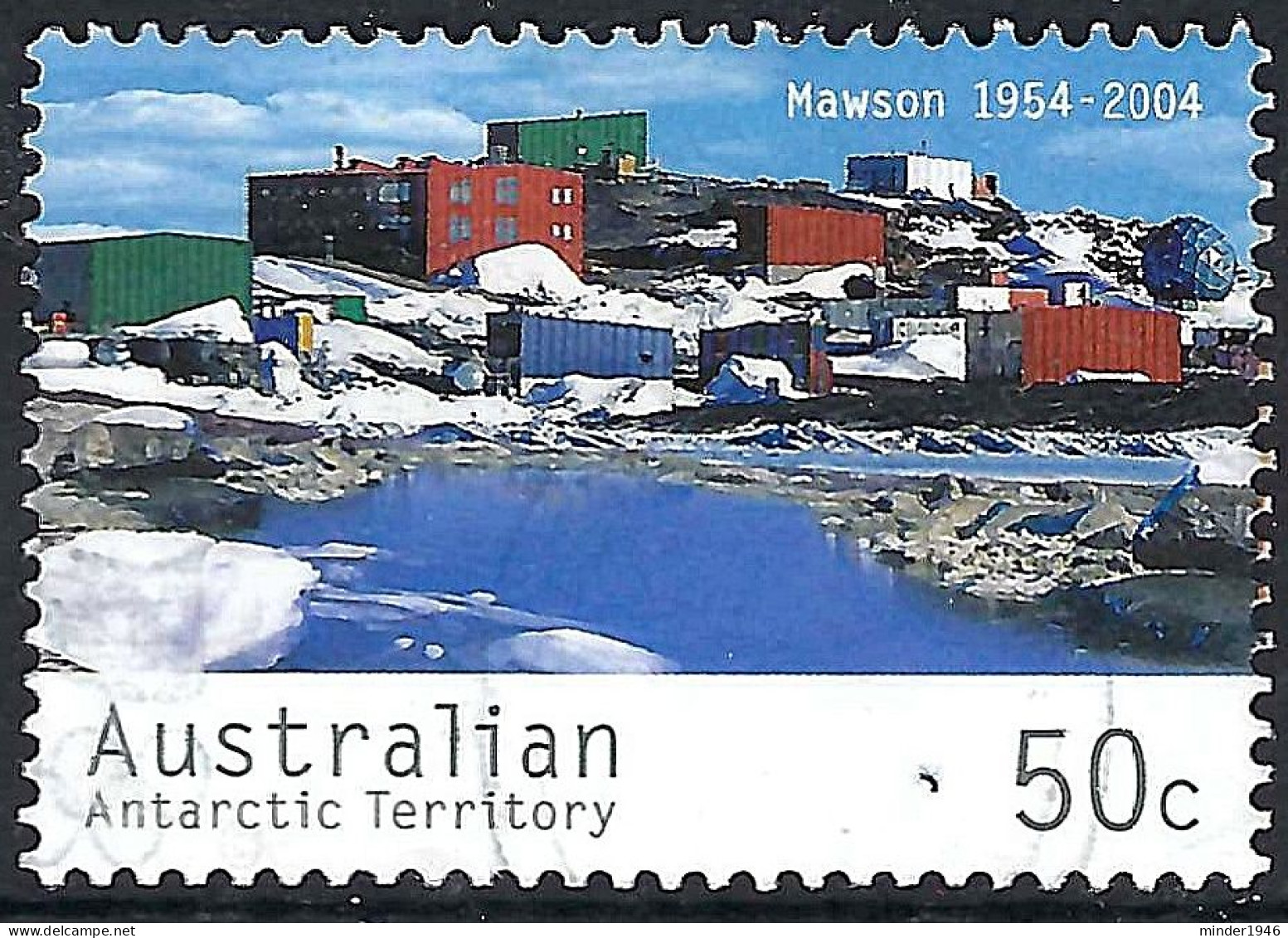 AUSTRALIAN ANTARCTIC TERRITORY (AAT) 2004 50c, Multicoloured, 50th Anniversary Mawson Station-Mawson Station FU - Gebraucht