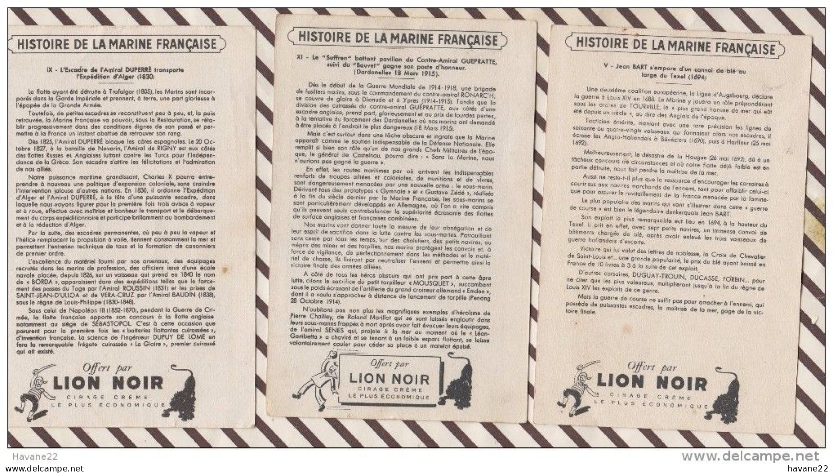 6AI4678 Lot De 3 Cartes HISTOIRE DE LA MARINE FRANCAISE Illus BERTIER 2 SCANS - Barche