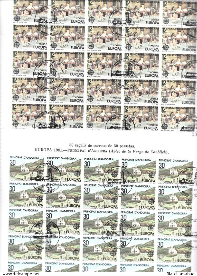 ANDORRA C. ESPAÑOL TEMA EUROPA 25 SERIES MATASELLADAS CON TAMPON DE PRIMER DIA  (C.T.E) - Used Stamps