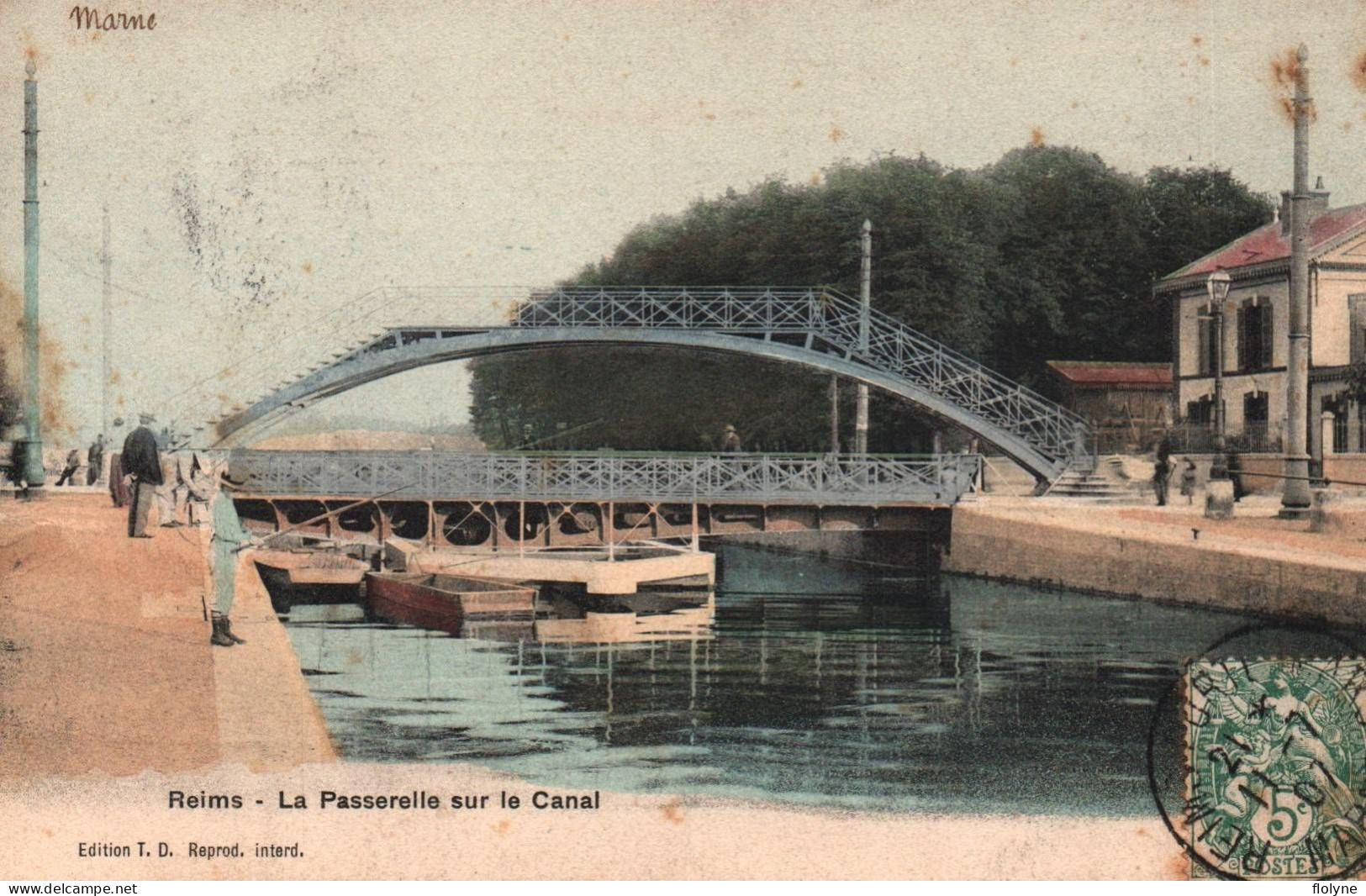 Reims - La Passerelle Sur La Canal - Péniche Et Batellerie - Reims