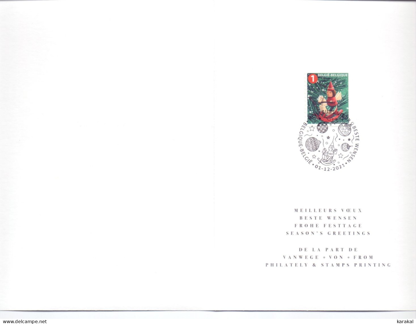 Carte Officielle Bpost Meillleurs Voeux Beste Wensen Season's Greetings Timbre Nr. 5052 2021 - Briefe U. Dokumente