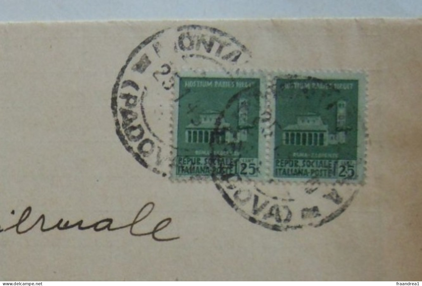 R.S.I.  -#-  1944 PIEGO MONTAGANA PER PADOVA  25 CENT MONUMENTI - Postage Due