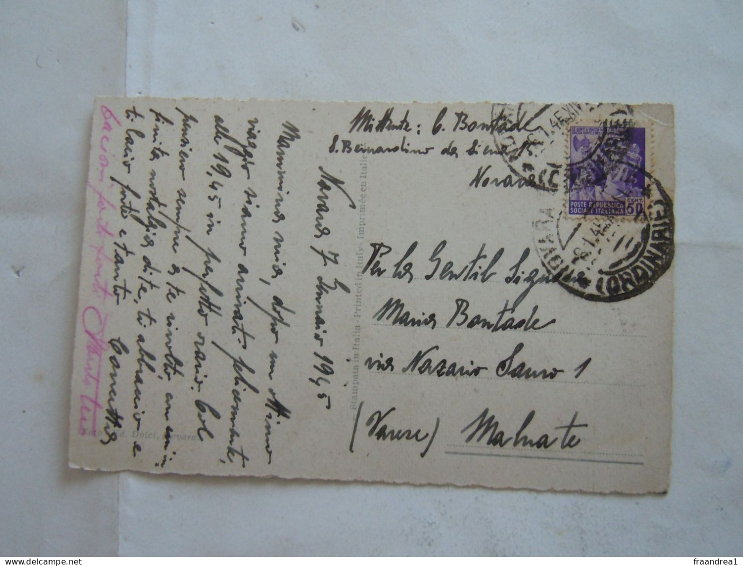 R.S.I.  -#-  1945 NOVARA PER MABRATE 50 CENT - Postage Due