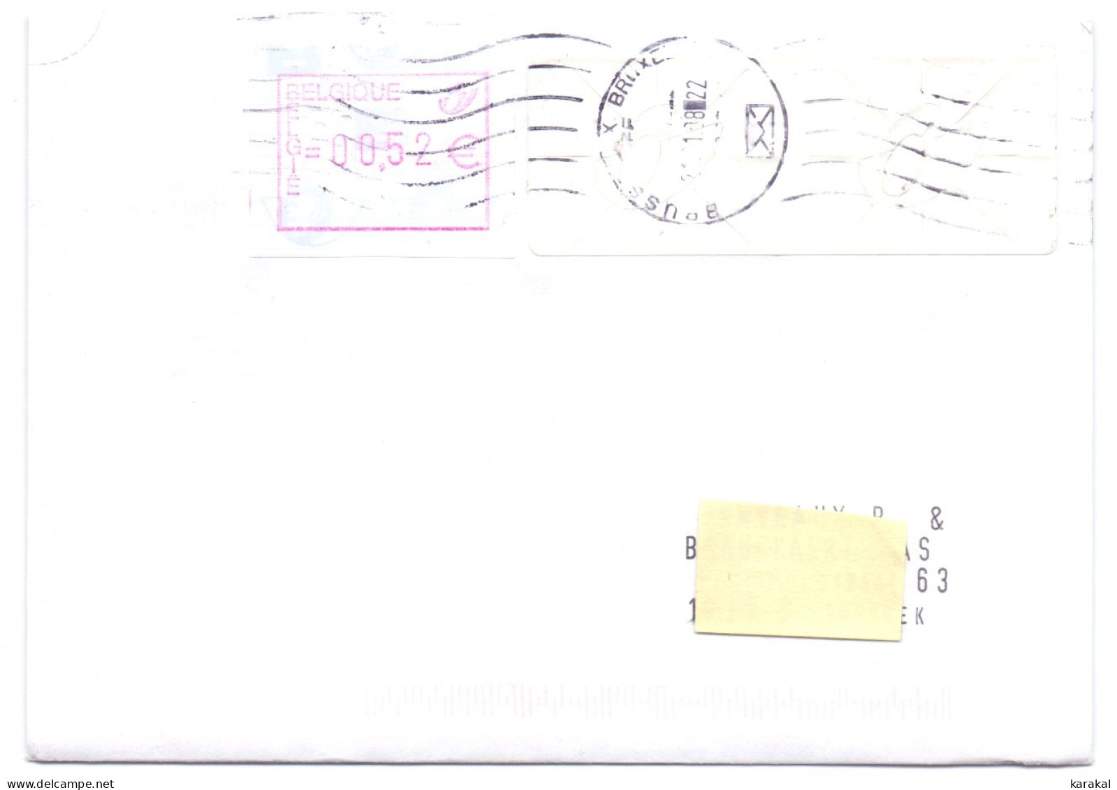 Belgium ATM Timbre De Guichet Blanco Circulée Avec Complément ATM RARE!!! - Lettres & Documents