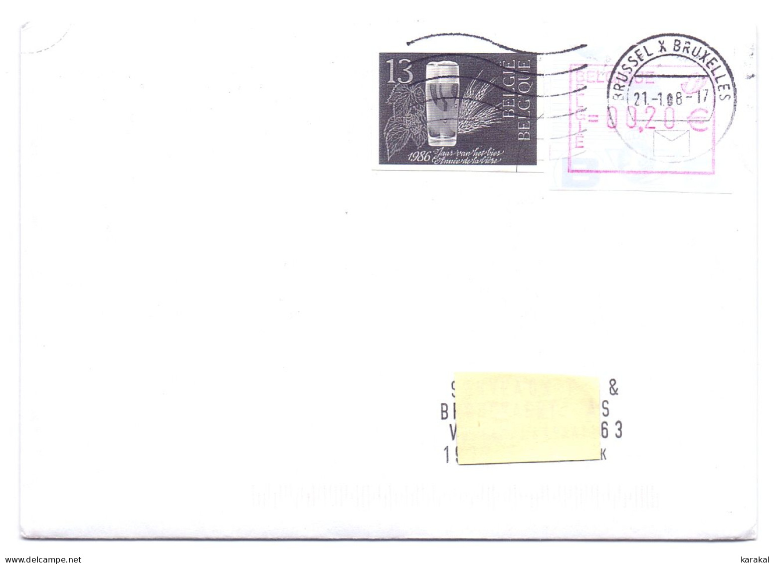 Belgium ATM Avec Complément Timbre Découpé D'un Feuillet Noir Et Blanc RARE!!! - Storia Postale