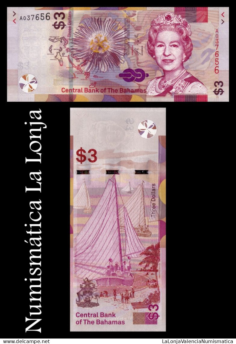 Bahamas 3 Dollars Elizabeth II 2019 Pick 78 Sc Unc - Bahamas