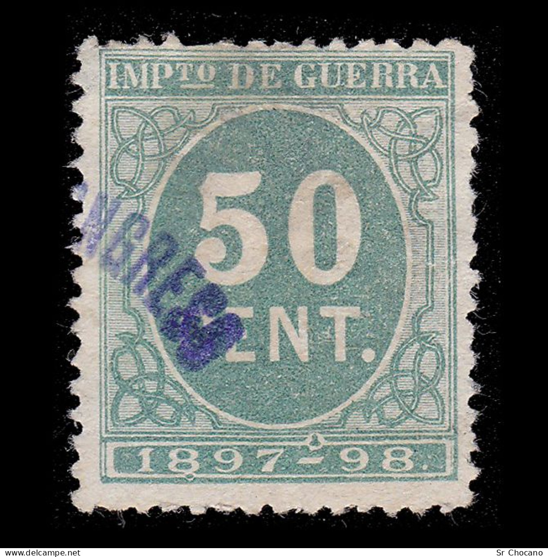 Alfonso XIII.1897.CIFRA Verde.50c.CONGRESO.Alemany 54 - Usados